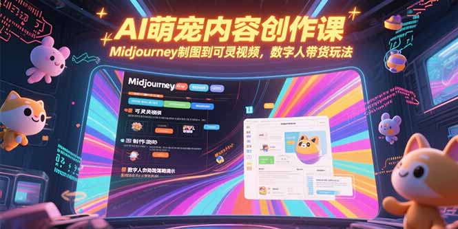 AI萌宠内容创作课，Midjourney制图到可灵视频，数字人带货玩法-天行资源库