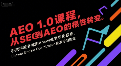 AEO 1.0 课程，从SEO到AE0的基命性转变，手把手教会你用AnswerEngineOptimization技术抢回流量-天行资源库