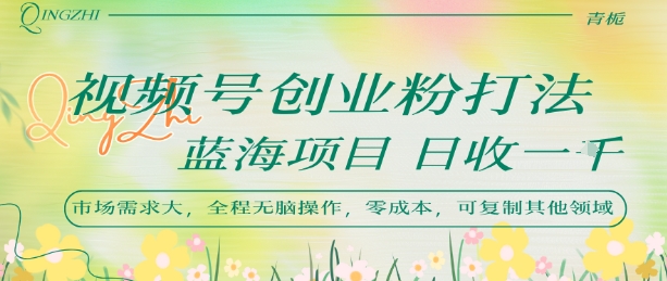 视频号创业粉打法，日入1k，蓝海项目，市场需求大，全程无脑操作，可复制-天行资源库