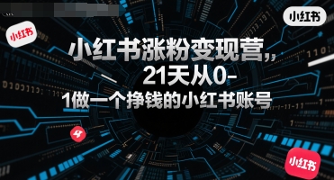 小红书涨粉变现营，21天从0-1做一个挣钱的小红书账号-天行资源库