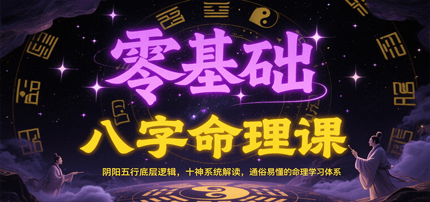 零基础八字命理课：阴阳五行底层逻辑，十神系统解读，通俗易懂的命理学习体系-天行资源库