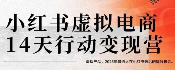 小红书虚拟电商14天变现训练营，虚拟产品，2025年普通人在小红书最后的搞钱机会-天行资源库