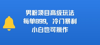 男粉项目高级玩法，每单899，冷门暴利，小白也可操作-天行资源库