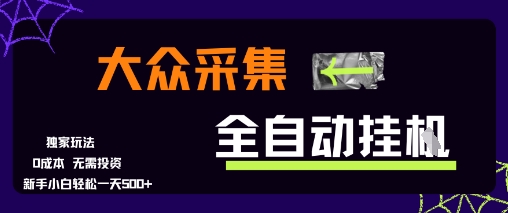 大众采集全自动玩法，新手小白轻松一天5张+，操作简单零成本【揭秘】-天行资源库