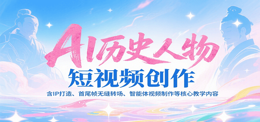 AI历史人物短视频创作，含IP打造、首尾帧无缝转场、智能体视频制作等核心教学内容-天行资源库