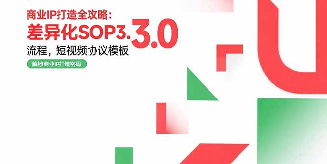 商业IP打造全攻略：差异化SOP3.0流程，短视频协议模板，婚恋项目实战案例-天行资源库