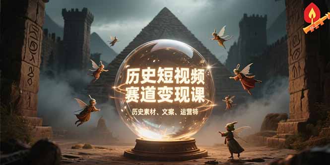 历史短视频赛道变现课，百集素材库应用，文案剪辑技巧，账号运营全案-天行资源库