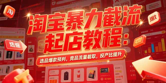 淘宝暴力截流起店教程：选品爆款预判，竞品流量截取，投产比提升-天行资源库