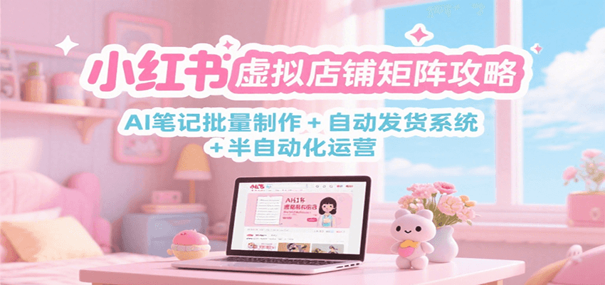 小红书虚拟店铺矩阵攻略：AI笔记批量制作 + 自动发货系统 + 半自动化运营-天行资源库