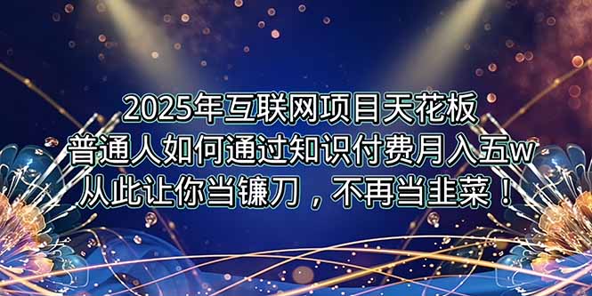 2025年互联网项目天花板，普通人如何通过卖项目实现逆风翻盘，月入5W＋！-天行资源库