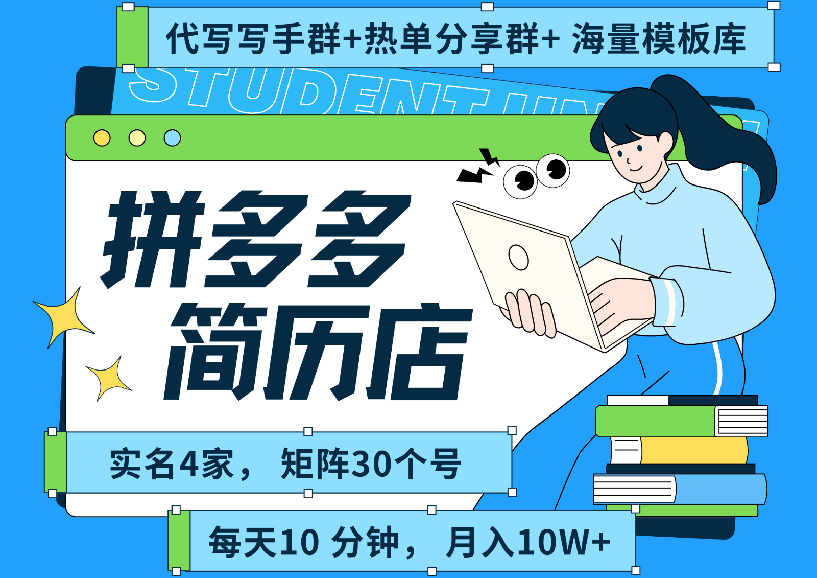 拼多多电商 拼多多 虚拟资料 简历 海报代写 全SOP流程 毫无保留分享(含后端资料)-天行资源库