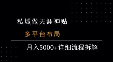 私域做天涯神贴 多平台布局 月入5k+详细流程拆解-天行资源库