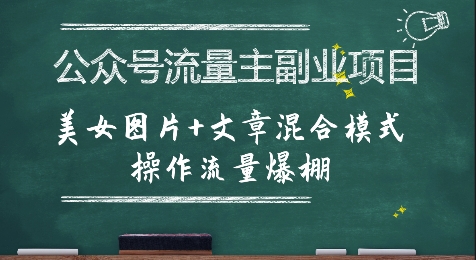 公众号流量主副业项目，美女图片+文章混合模式操作流量爆棚-天行资源库