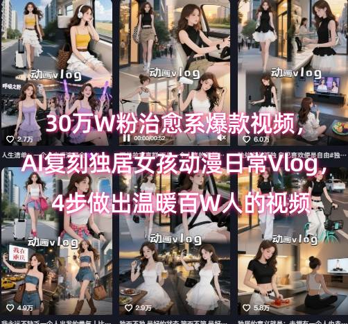 30万W粉治愈系爆款视频，AI复刻独居女孩动漫日常Vlog，4步做出温暖百W人的视频-天行资源库